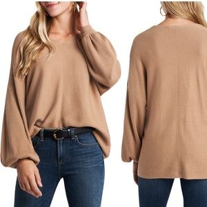 1. STATE | Ribbed Balloon Sleeve Cotton Blend Sweater (M)